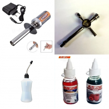 KIT NITRO STARTER AQUECEDOR DE VELA COM CARREGADOR + CHAVE DE RODA / VELA + ALMOTOLIA + ÓLEO DE FILTRO E MOTOR KNSAC